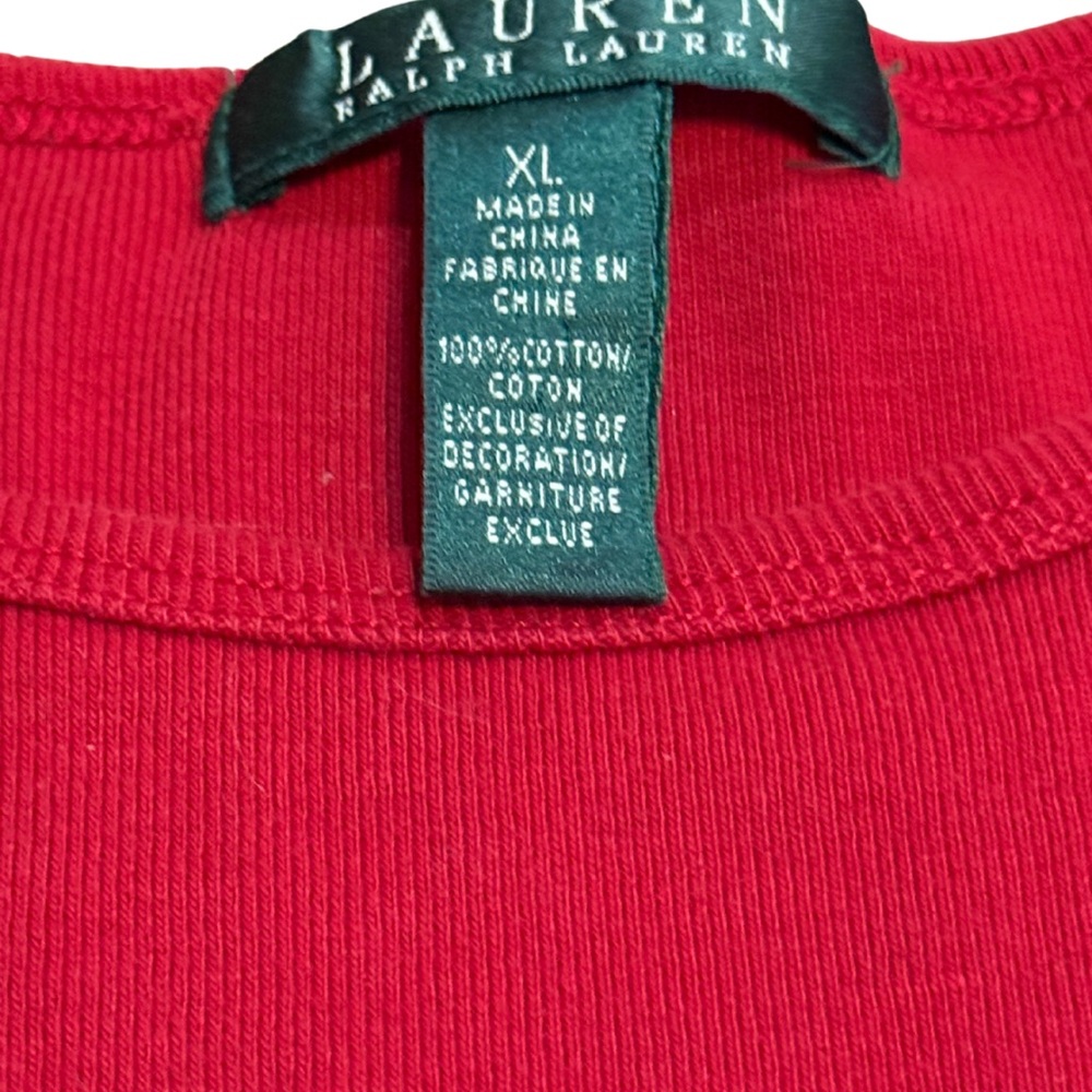 Lauren Ralph Lauren Red Long Sleeve Top‎ XL | Classic Cotton Essential - Picture 6 of 9